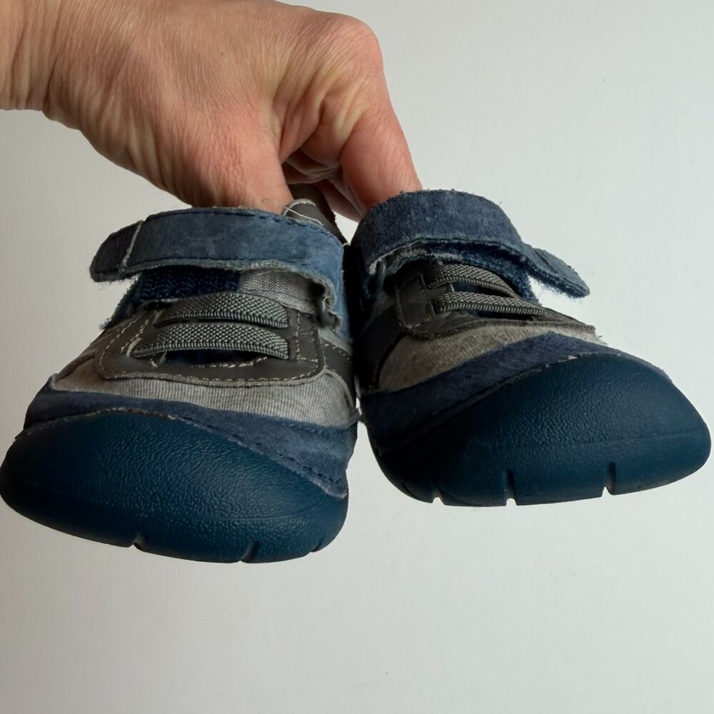 Baby Walking Shoes 5W Tucker and Tate Mixed Blue Leathers and Gray - Picture 8 of 14